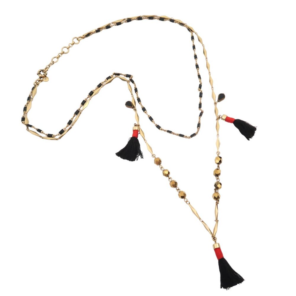 J CREW Beaded Chain Layered necklace w tassels